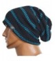 Z&s Mens Slouchy Stripe Beanie Knit Skull Cap Unisex Hat (6 Ccolor) - Black With Blue Stripe - CV11QQ8GAXR