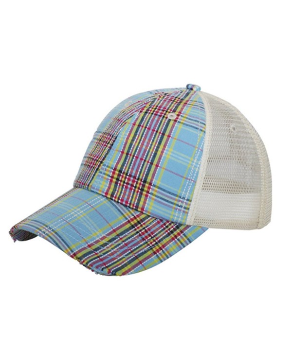 Corona Collection Women's Plaid Mesh Cap Low Profile - Blue - CH12DLPSEXH