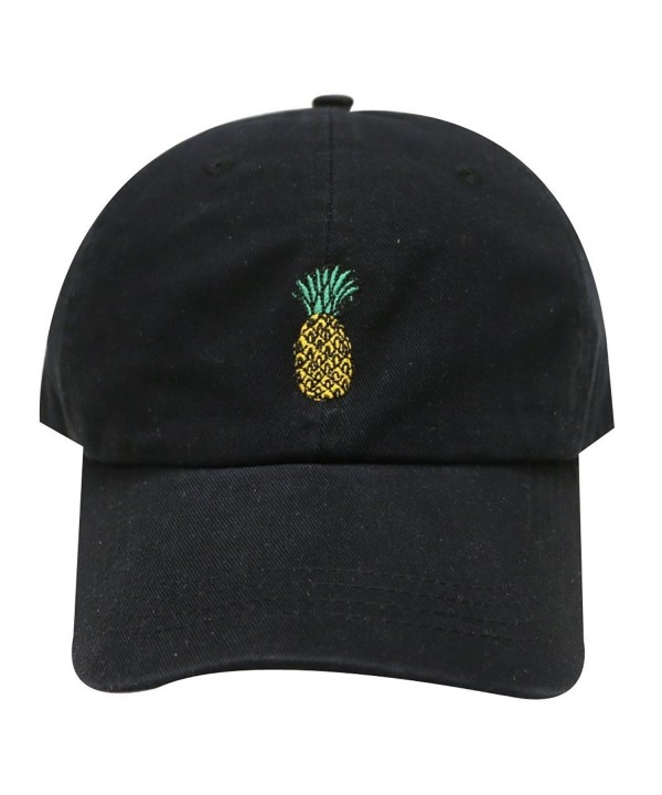 Pineapple Embroidered Dad Hat Baseball Cap For Men and Women (Black) - C412O0PGGK5