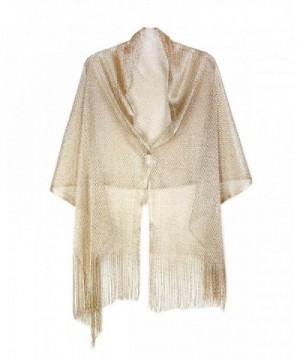 Womens Metallic Oblong Scarf Fringe