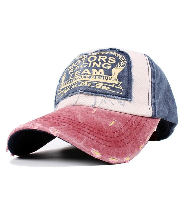 Vankerful Vintage Washed Denim Cotton Sports Baseball Cap For Women and Men - Burgundynavy - CS185ZX589L