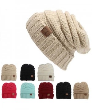 K-Elewon Trendy Warm Chunky Soft Stretch Cable Knit Beanie - Beige - CO1879SIMA4