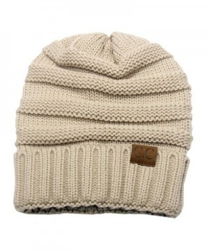 K Elewon Trendy Chunky Stretch SK082 Beige in Women's Skullies & Beanies