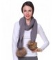 Ferand Ladies Women's Knitted Wool Scarf with Detachable Genuine Raccoon Fur Pom poms - Gray - CD12N26B56W