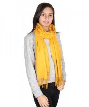 GILBIN'S Womens Solid Color Large Extra Soft Cashmere Blend Pashmina Shawl Wrap Scarf - Mustard - C2186GY9II7