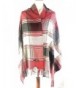Fashion Blanket Scarf for Women - Premium Ladies Wraps Soft & Quality Shawl by TEZZI - Grey Red Plaid - CK188X28244