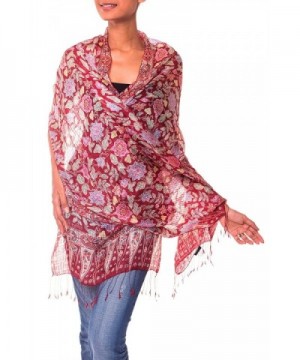 NOVICA Batik Shawl Floral Garden