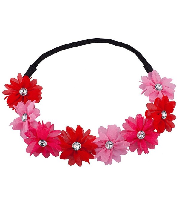 Lux Accessories Shades of Pink Flower Floral Chiffon Headband - C512F8L6Z5B