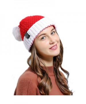 King Star Women Christmas Winter Knitted Crochet Beanie Santa Hat - Red - CW186M5O6HO