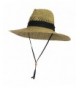 Vented Straw Lifeguard Sun Hat w/ 4.5-inch-Wide Brim & Chin Strap - One Size - CG17XQCTITO