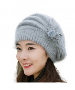 Womens Beanie -Winter Knitted Hat Headwear Earmuffs Snow Ski Caps for Women - Grey - CA1895AHEAS