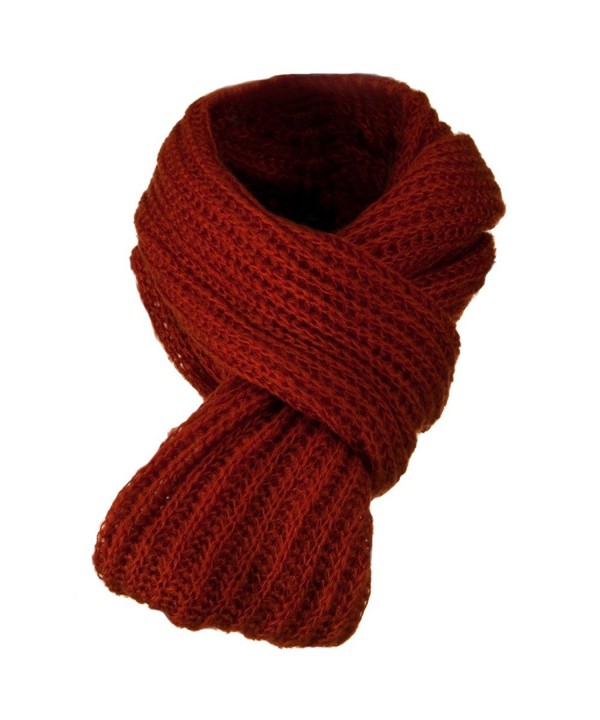 Knit Snood Solid Scarf - Rust W30S52E - CD11BKZYYMV