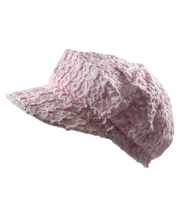 Ladies Crochet Newsboy Hats - Pink - CX11XSRZXID