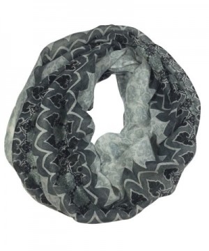 Moroccan Marrakesh Pattern Multi Color Lightweight Thin Poly Infinity Scarf - Black & White - CB12O4N95T3