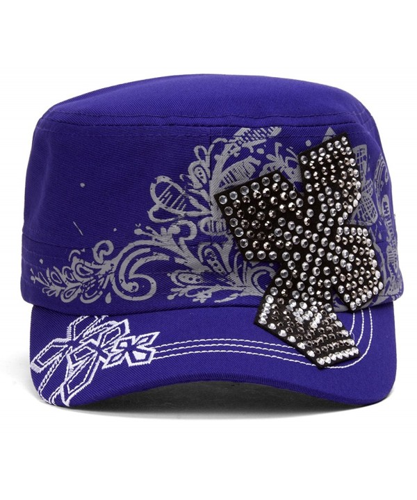 TopHeadwear Beaded Cross Cadet Cap - Purple - CK11O2DIBGN