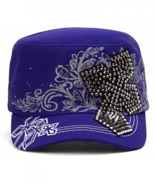 TopHeadwear Beaded Cross Cadet Cap - Purple - CK11O2DIBGN