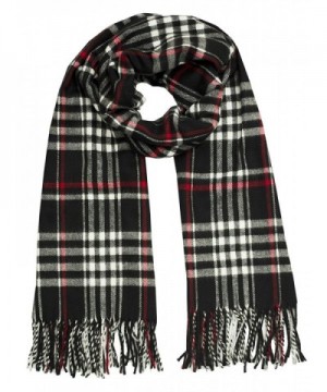 Vera Womens Plaid Scarf Cashmere Feel Made In Italy - Black - CH1883Y33ZS