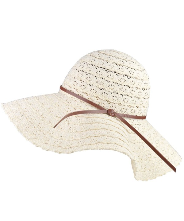 DRESHOW Girls Floppy Straw Hat Wide Brim Beach Sun Hats For Women Roll up Packable UPF 50+ - Ivory - CQ1807NGRCT