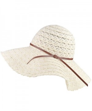 DRESHOW Girls Floppy Straw Hat Wide Brim Beach Sun Hats For Women Roll up Packable UPF 50+ - Ivory - CQ1807NGRCT