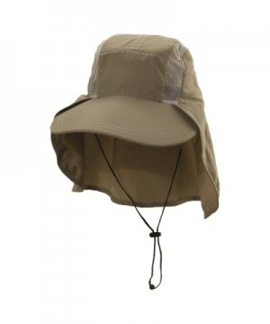 Dorfman Pacific Men's Big Brim Sun Shield Fishing Cap - Khaki - C412C3TGWEZ