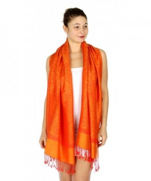 SERENITA Jacquard Paisley Pashmina Orange in Wraps & Pashminas