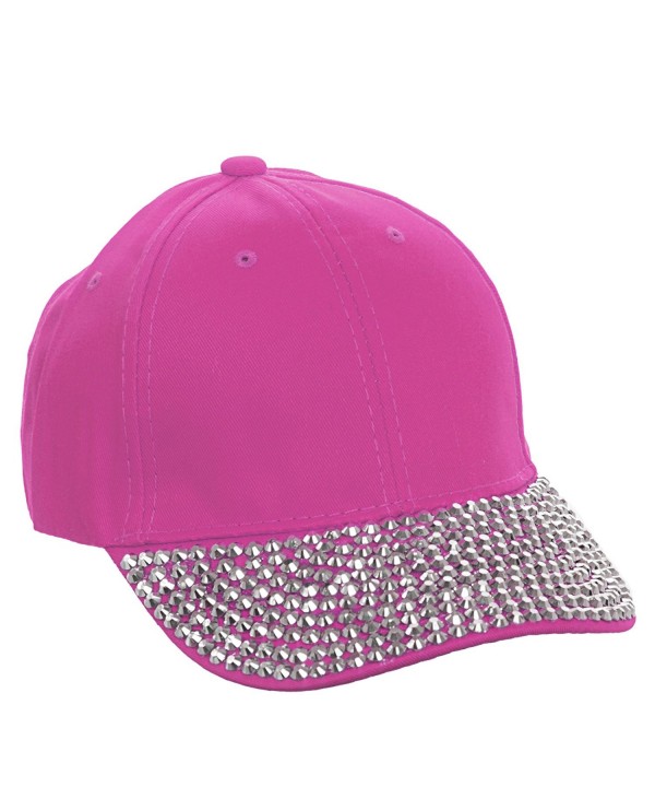 Crystal Case Studded Rhinestone Brim Adjustable Baseball Cap Hat - Pink - C711M5IHYG5