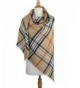 Achillea Women's Giant Check Plaid Cashmere Feel Blanket Scarf Winter Warm Square Shawl Wrap - Camel Plaid - C6186IA8E3W
