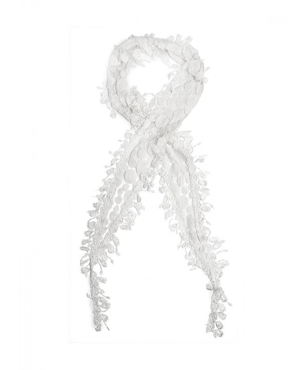 Bohomonde April Scarf- Polka-dot Lace net scarf with crochet lace trim - White - CP180WXWGTT