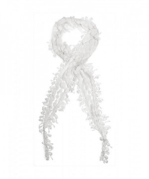 Bohomonde April Scarf- Polka-dot Lace net scarf with crochet lace trim - White - CP180WXWGTT