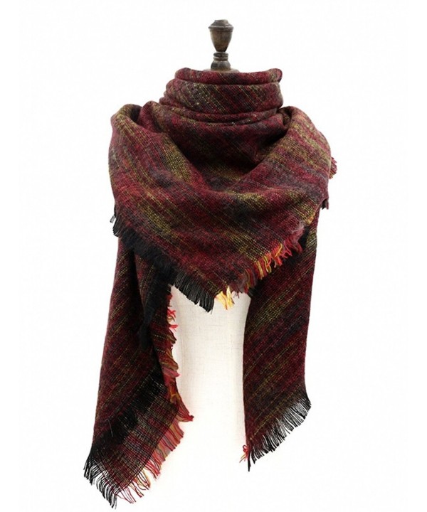 Women's Winter Warm Blanket Tartan Scarf Wrap Shawl Long Plaid Scarves Cozy Cape - 5  - C4186QCOWRD