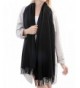 Vigeiya Solid Color Tassel Large Soft Shawl Cashmere Blend Blanket Infinity Scarf For Women - Black - CB1866USL29