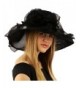 Elegant Kentucky Derby Floppy Ruffle Organza Pleated Flowers Church Hat - Black - C111JHWFYA9