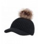 Arctic Paw Kids Cable Knit Beanie with Faux Fur Pompom and Brim Shade - Black - CW183OAL66S