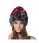 MEEFUR Rex Rabbit Fur Beanies For Female Flower Design Real Fur Hats - Red&grey - CN182KIHYCH