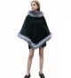 Dikoaina Fashion Women Faux Fur Trim Layers Poncho Shawl Cape Cardigan Sweater - Gery - CM187I6CKSZ