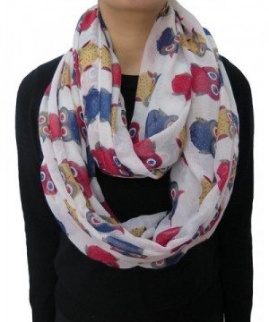 Lina & Lily Multicolored Owl Print Women's Infinity Scarf Lightweight - Beige - C211UC17JPX