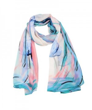 YJH Silk Scarf for Women Chiffon Scarf Lightweight Fashion Sheer Scarf Shawl Wrap - Blue - CW182YNTK5N