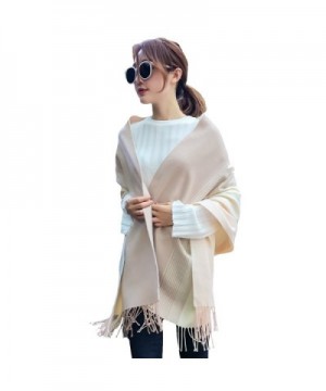 Womens Large Soft Cashmere Feel Pashmina Shawls Wraps Winter Light Scarf - Light Yellow - Rice White - CC186ID6K6M