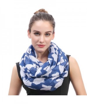 Lina & Lily Rabbit Bunny Print Infinity Loop Women's Scarf Lightweight - Blue - CZ185OAOWAK