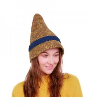 Permen Perman Women Knit Witch Hats Winter Warm Soft Beanie Caps - Yellow - CD188HN5STY