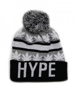 City Hunter Sk1161 Hype Leaves Pom Pom Beanie Hats (13 Colors) - Light Grey/Black - CZ11PLASAOH