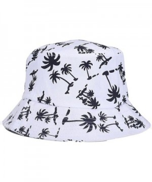Voberry Fashionable Unisex Men Womens Summer Satin Lined Printed Cotton Flat Bucket Hat - White - CC12F5ZUV0F