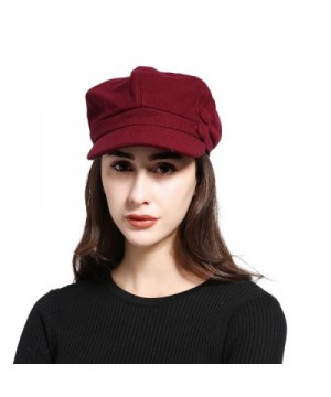 JOOWEN Unisex Melton Newsboy Burgundy