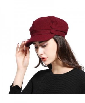 JOOWEN Unisex Melton Newsboy Burgundy in Women's Newsboy Caps