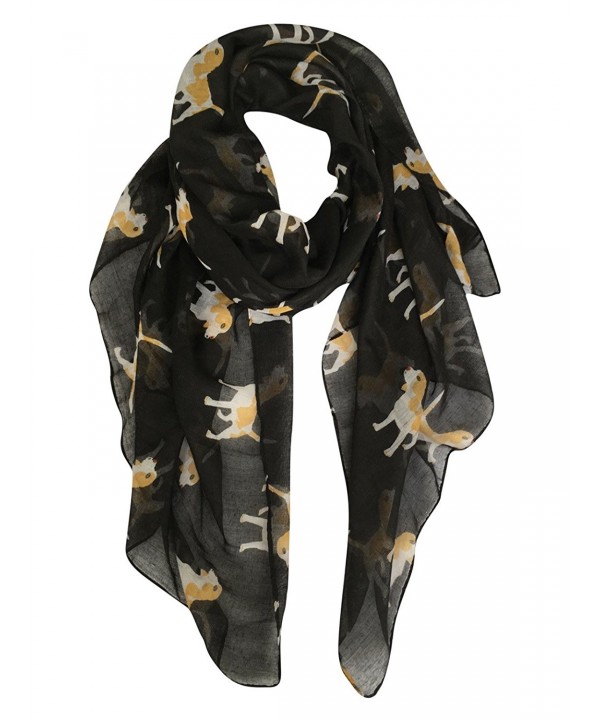 GERINLY Animal Print Scarves: Cute Dogs Pattern Voile Oblong Scarf - Black - CQ185GZS76M