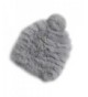 XWDA Women's Winter Knitted Rabbit Fur Hat Cap - Gray - CM12O744J0N