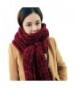 Unisex Mixed Color Wool Knitted Scarf Lovers Thickening Warm Extra Long Wrap Collar - Red - CO12MFXT9DF