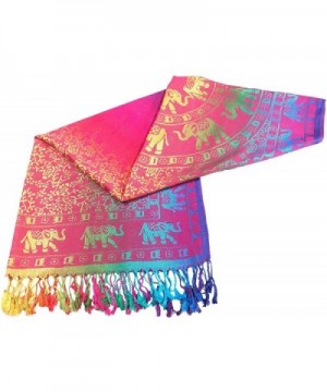 Elephant Design Shawl Pashmina Scarf Wrap Stole Throw Pashminas CJ Apparel NEW - Pink - CX12O4KKKY0