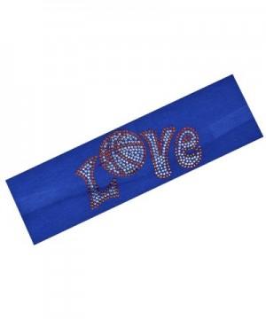 Basketball Rhinestone Cotton Stretch Headband - Royal Blue - CT11PTHQ7EJ