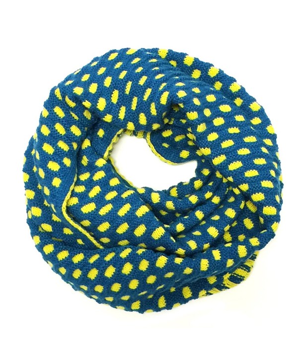 Wrapables Dottie Infinity Acrylic Knit Scarf Circle Scarf- Teal/Yellow - CU11RC6W9DD